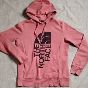 The North Face Rose Pink Hoodie with Black Logo Tag